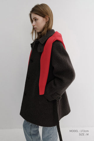 BELTED HALF COAT BROWN