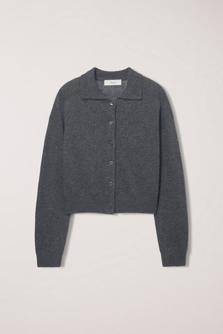UNISEX COLLARED KNIT CARDIGAN MELANGE GREY