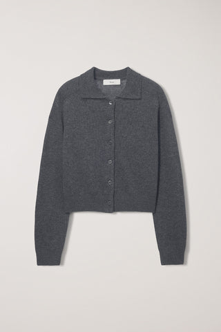 UNISEX COLLARED KNIT CARDIGAN MELANGE GREY