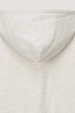 UNISEX LEATHER LOGO ZIP-UP HOODIE OATMEAL MELANGE