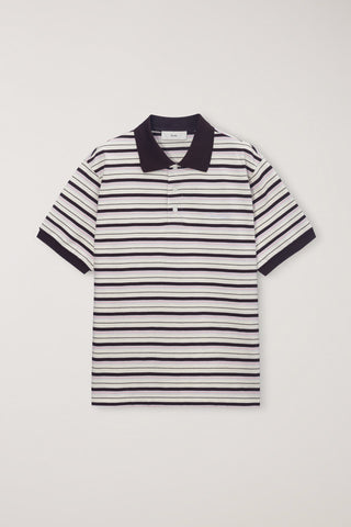 UNISEX STRIPED POLO SHIRT BROWN