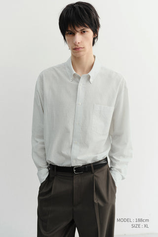 UNISEX CLASSIC STRIPED BD OVERSHIRT CREAM