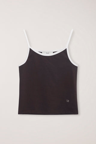 2-TONE TRIM SLEEVELESS TOP BROWN IVORY