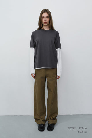 STRAIGHT CHINO SLACKS BEIGE