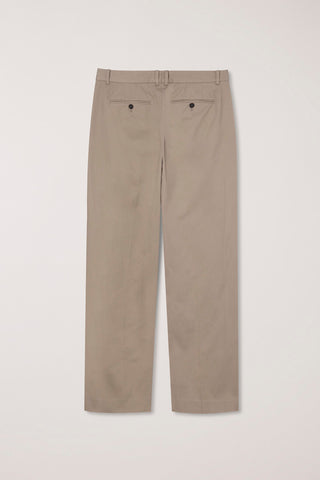 DOUBLE PLEATED WIDE CHINO SLACKS BEIGE