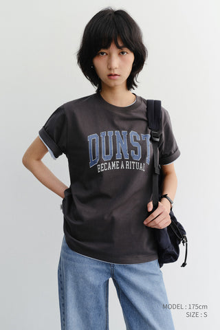 UNISEX VINTAGE ARCH LOGO T-SHIRT CHARCOAL GREY