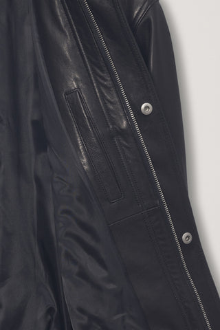UNISEX OVERSIZED VINTAGE LEATHER BLOUSON BLACK