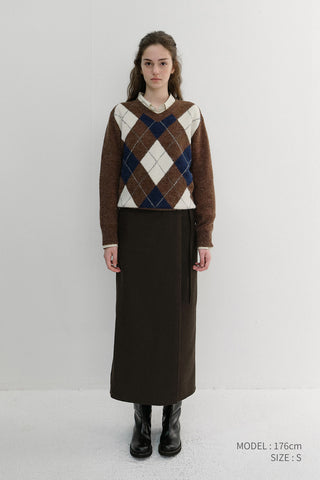 MAXI WRAP SKIRT BROWN