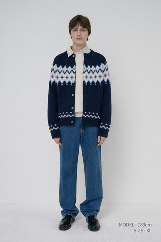 UNISEX CHUNKY PATTERN CARDIGAN NAVY