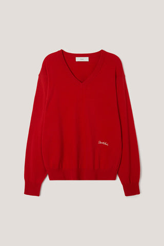 UNISEX SOFT V-NECK SWEATER TOMATO RED