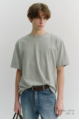 UNISEX LOGO CREASE T-SHIRT MELANGE GREY