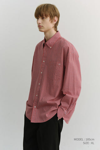 UNISEX OVERSIZED BD CHECKED SHIRT RED CHECK