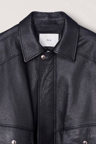 UNISEX OVERSIZED VINTAGE LEATHER BLOUSON BLACK