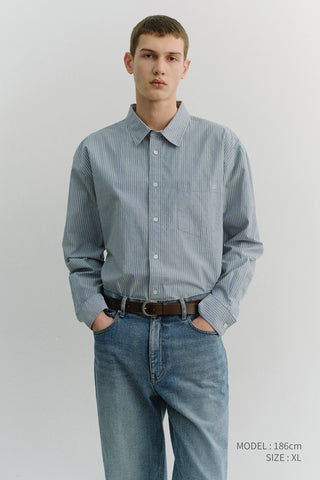 UNISEX 2-WAY OVERSIZED STRIPED SHIRT BLUE STRIPE