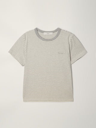 ESSENTIAL STRIPE LOGO T-SHIRT CREAM GREY STRIPE