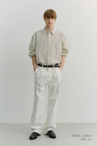 UNISEX 2-WAY OVERSIZED STRIPED SHIRT IVORY STRIPE
