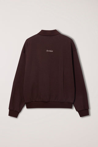 UNISEX LEATHER LOGO COLLARED T-SHIRT BROWN