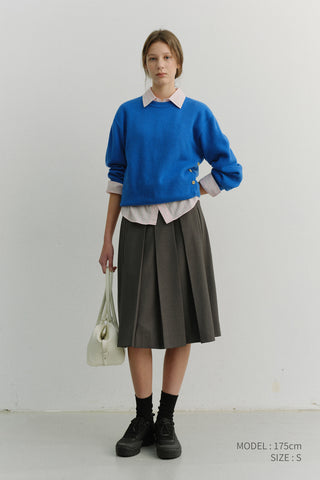 UNISEX BUTTONED CREWNECK SWEATER BLUE