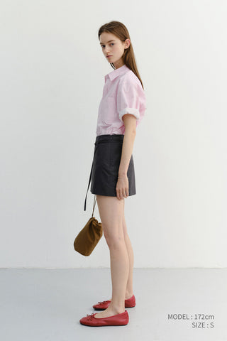 BELTED MINI SKIRT CHARCOAL GREY