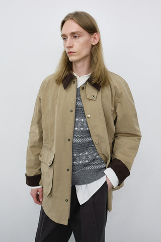UNISEX WAXED COTTON HUNTING JACKET BEIGE
