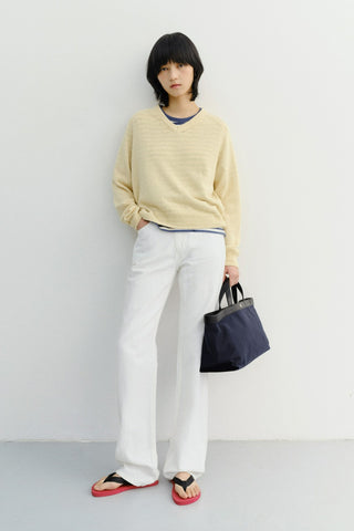 RELAXED SUMMER DENIM PANTS OFF WHITE