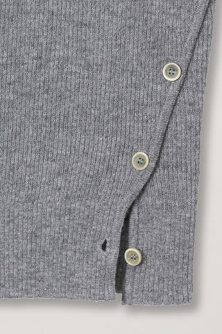 UNISEX BUTTONED CREWNECK SWEATER MELANGE GREY