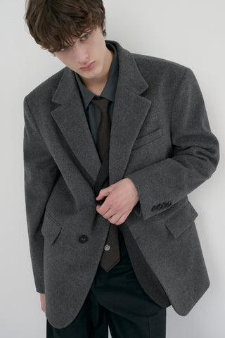 UNISEX LAYERED CASHMERE BLAZER CHARCOAL GREY