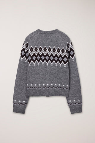 [SULLYOON PICK] UNISEX CHUNKY PATTERN CARDIGAN MELANGE GREY