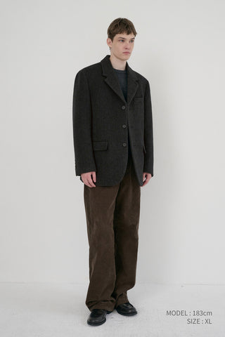 UNISEX 3 BUTTON WOOL BLAZER CHARCOAL GREY
