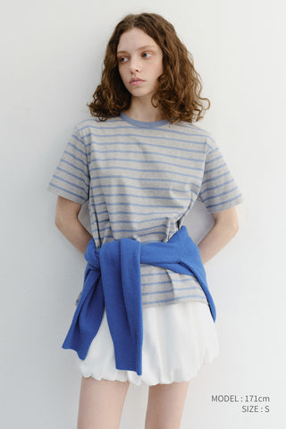 UNISEX STRIPED T-SHIRT MELANGE GREY BLUE