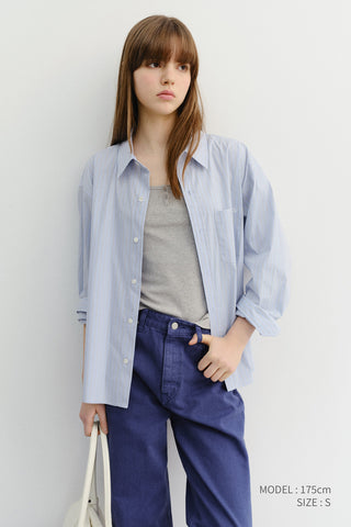 UNISEX CROPPED STRIPED SHIRT BLUE STRIPE