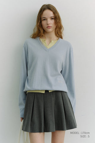 PLEATS MINI SKIRT GREY STRIPE