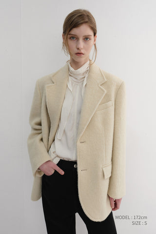 UNISEX ALPACA BLAZER COAT BUTTER BEIGE
