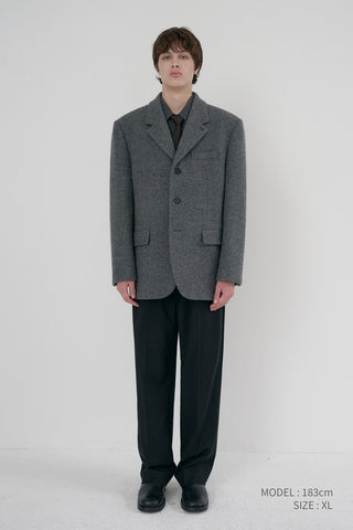 UNISEX 3 BUTTON WOOL BLAZER GREY