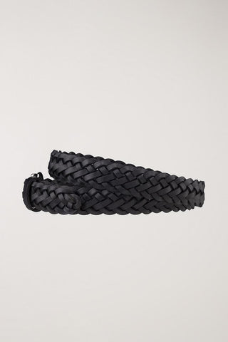 D-BUCKLE TWIST LEATHER BELT BLACK