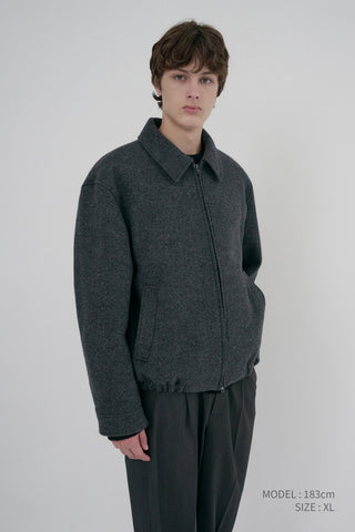UNISEX COLLARED WOOL BLOUSON CHARCOAL GREY
