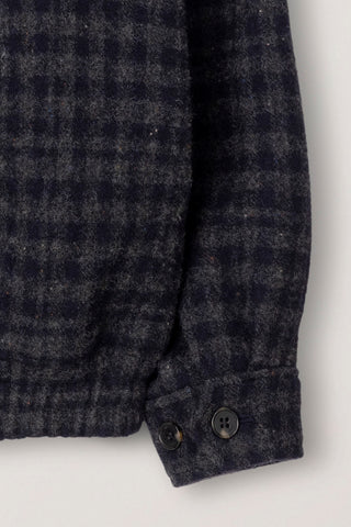 UNISEX HARRINGTON WOOL BLOUSON DEEP NAVY CHECK