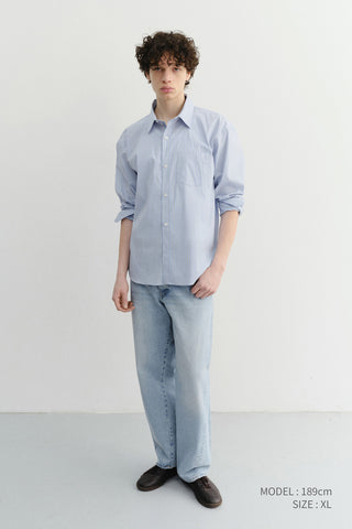 UNISEX CROPPED STRIPED SHIRT BLUE STRIPE