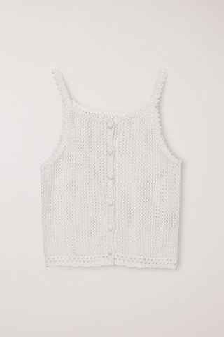 CROCHET BUSTIER KNIT TOP IVORY