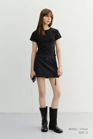 BELTED MINI SKIRT DEEP NAVY