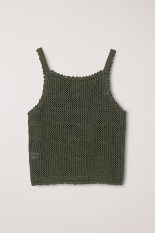 CROCHET BUSTIER KNIT TOP NEUTRAL KHAKI