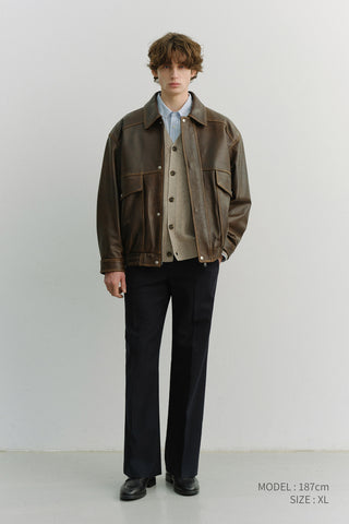 UNISEX BOYFRIEND KNIT CARDIGAN OATMEAL BEIGE