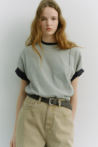 UNISEX LOGO CREASE T-SHIRT MELANGE GREY