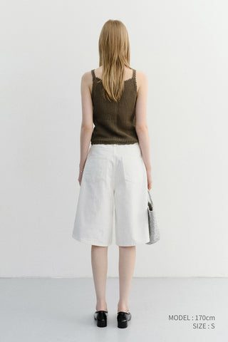 CROCHET BUSTIER KNIT TOP NEUTRAL KHAKI