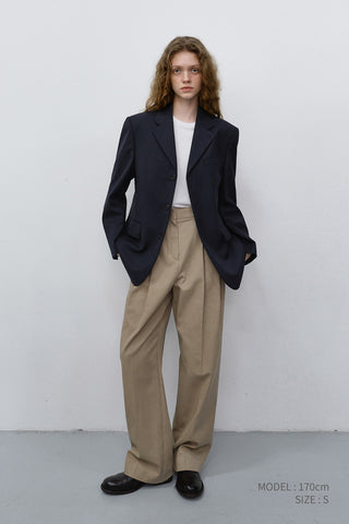 UNISEX CLASSIC 3 BUTTON WOOL BLAZER NAVY STRIPE