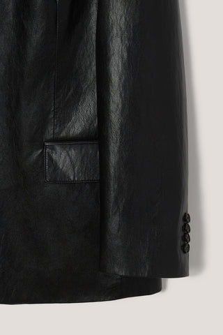 UNISEX 3 BUTTON ALTER-LEATHER BLAZER BLACK