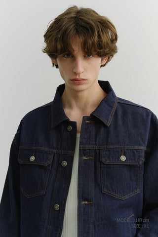 UNISEX DENIM TRUCKER JACKET INDIGO NAVY