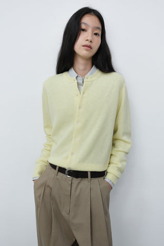 UNISEX CREWNECK KNIT CARDIGAN LEMON BUTTER