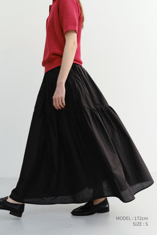 TIERED MAXI SKIRT BLACK