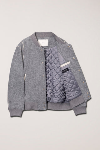 UNISEX BOUCLE WOOL VARSITY JACKET MELANGE GREY